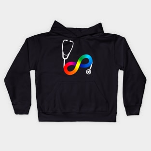 Stethoscope Autism Acceptance Infinity Symbol Kids Hoodie